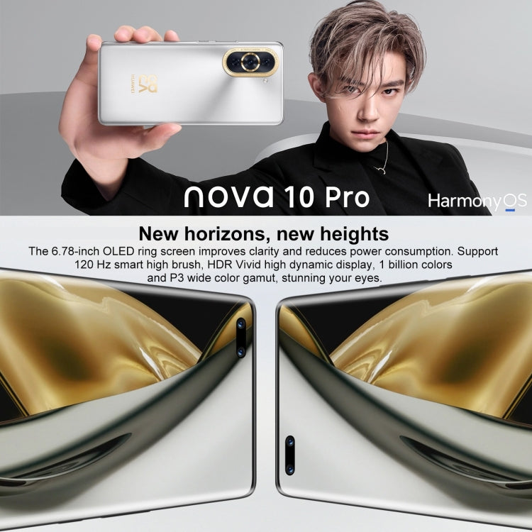 Triple Back Cameras + Dual Front Cameras, In-screen Fingerprint Identification, 6.78 inch HarmonyOS 2 Qualcomm Snapdragon 778G 4G Octa Core up to 2.42GHz, Network: 4G, OTG, NFC, Not Support Google Play, nova 10 Pro 4G 256GB Triple Back Cameras + Dual Front Cameras, In-screen Fingerprint Identification, 6.78 inch HarmonyOS 2 Qualcomm Snapdragon 778G 4G Octa Core up to 2.42GHz, Network: 4G, OTG, NFC, Not Support Google Play, nova 10 Pro 4G 256GB